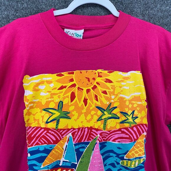 Vintage iCantoo T Shirt Womens L Pink Perdido Beach Martine Sail Single Stitch - Picture 2 of 12